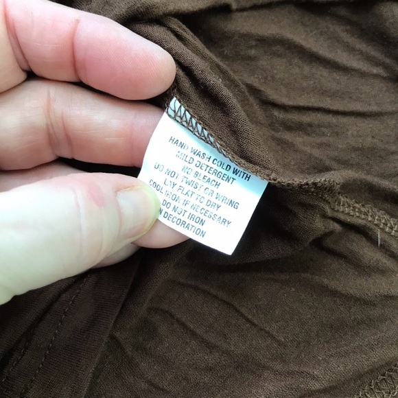 Aeropostale Brown V-Neck Long Sleeves Sheer Tee Beaded Neckline Viscose Size S - Picture 7 of 10